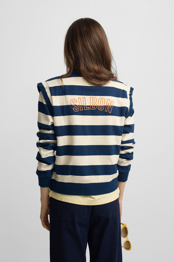 Silbon Sweatshirt com ombreiras &agrave;s riscas Azul