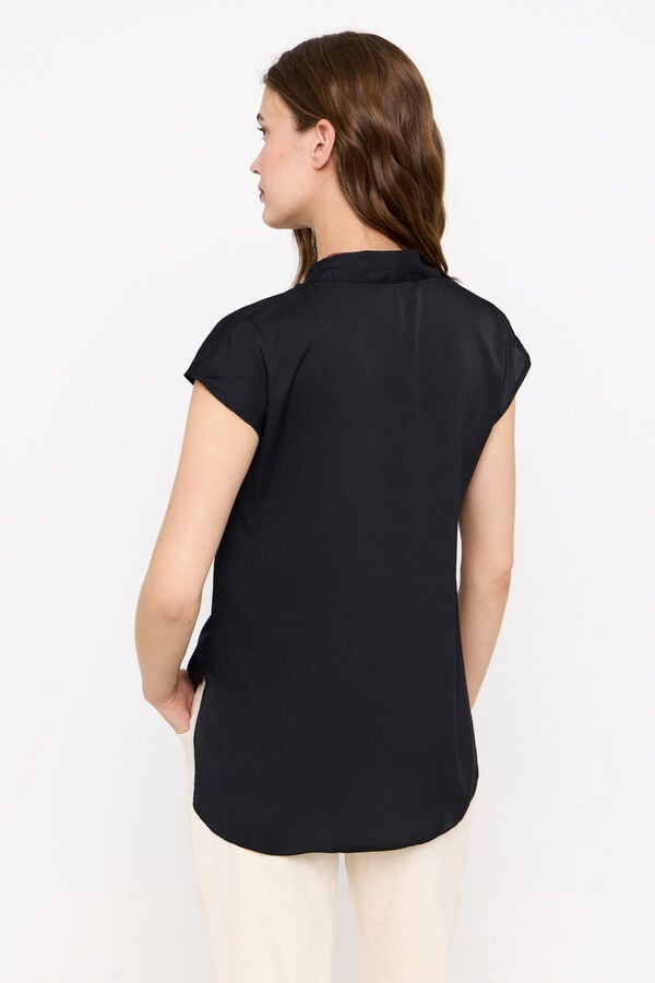 Cortefiel Fluid V-neck blouse Black