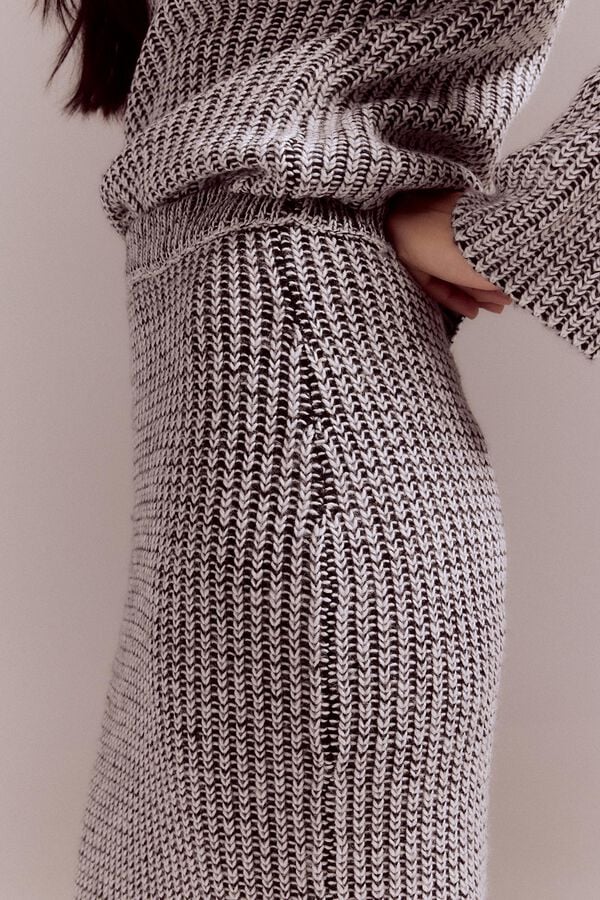 Cortefiel Skirt with veneered jersey-knit Printed grey