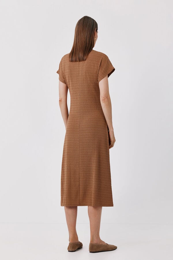 Cortefiel Vestido com franzido Dourado