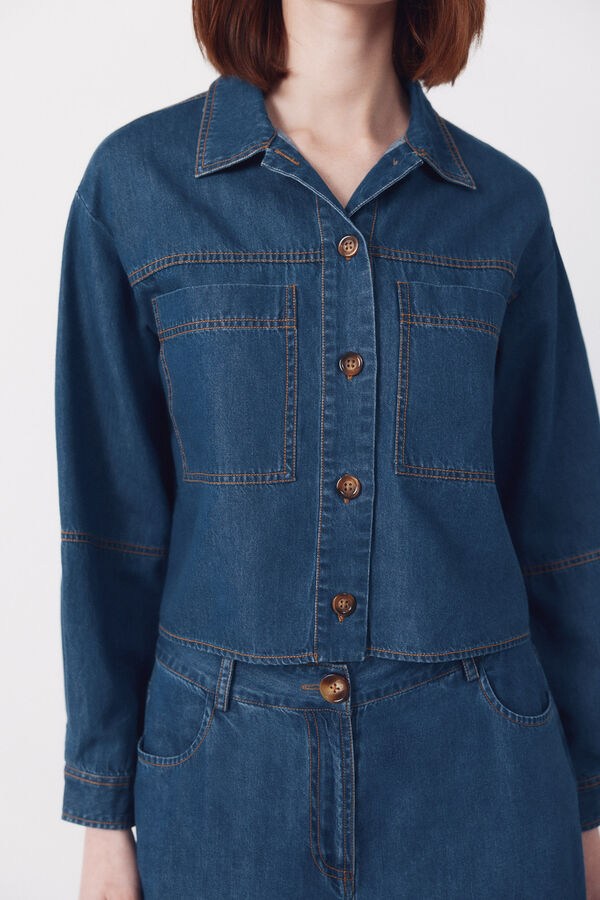 Cortefiel Camisa denim Soft Azul