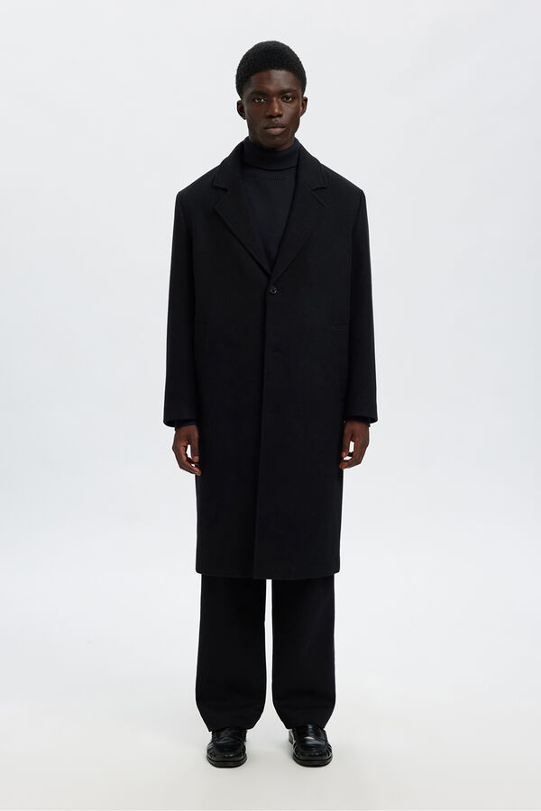 Selected Camisola de gola 100% algodão orgânico Azul