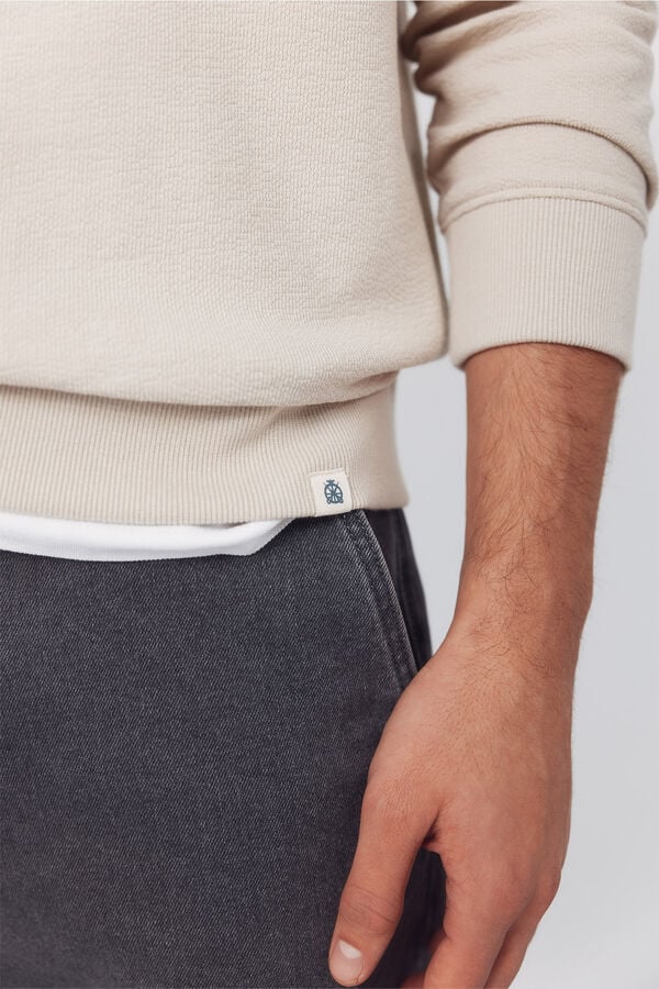 Cortefiel Sweatshirt estruturada com gola caixa Tostado