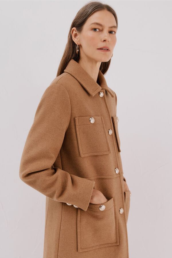 Cortefiel Coat with golden buttons Beige