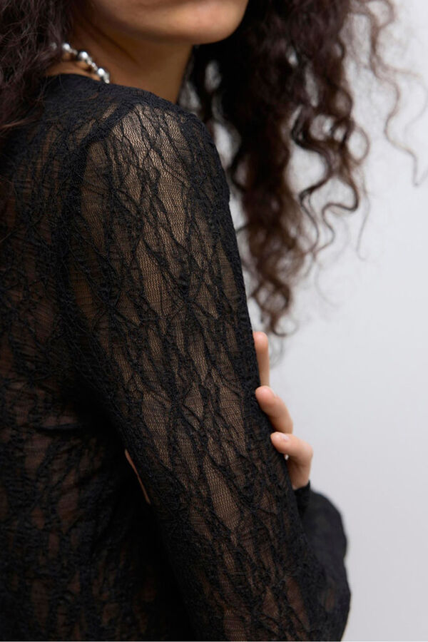 Vero Moda Top de renda manga  Preto
