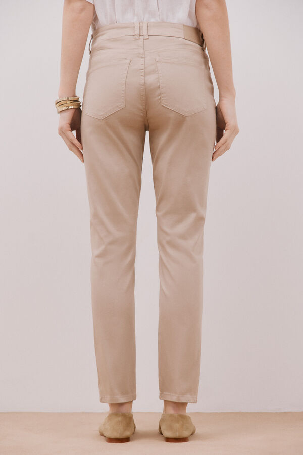 Cortefiel Colored cropped skinny pants Nude