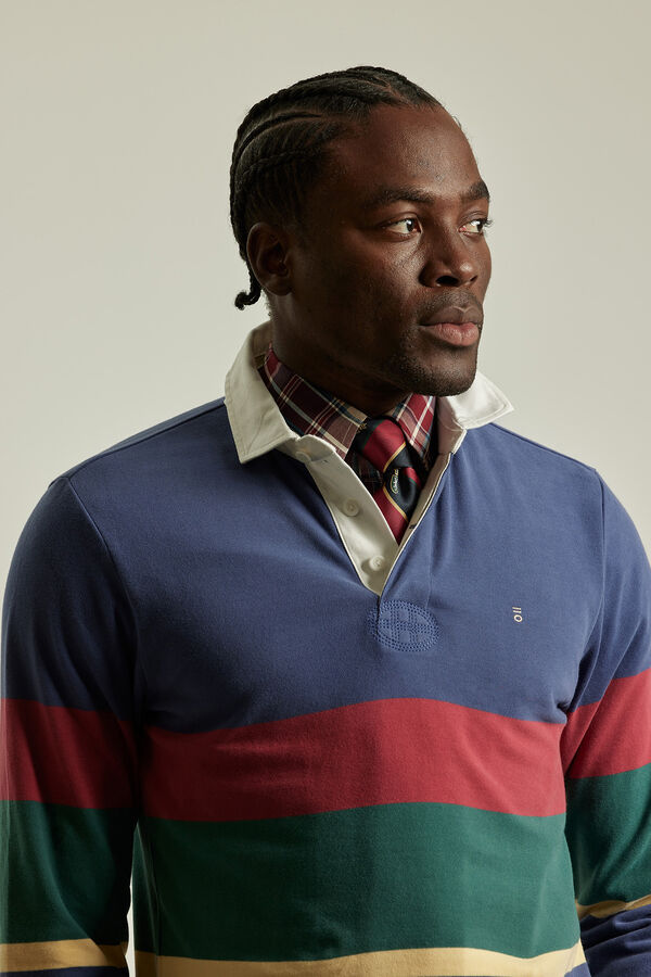 PuroEGO Polo franjas horizontales Beige