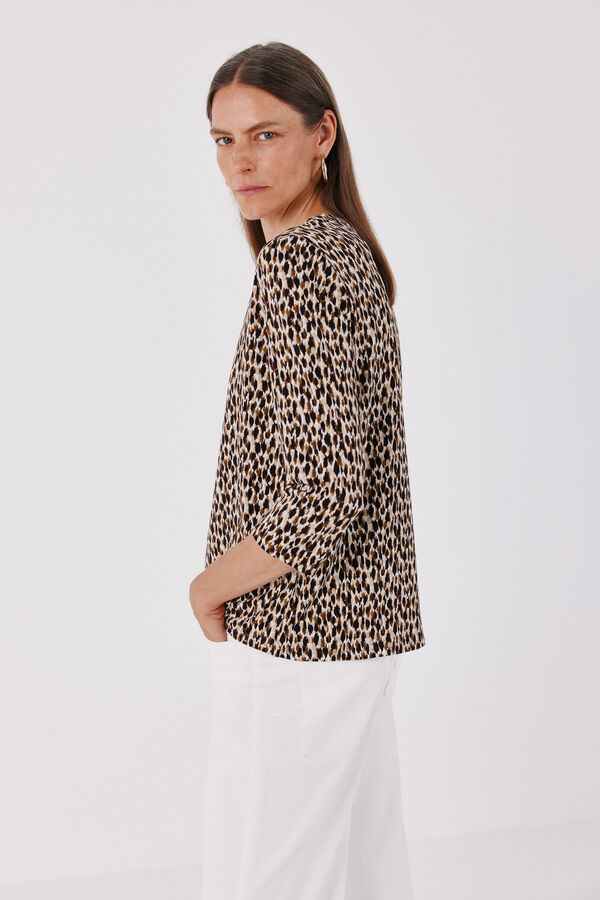 Cortefiel Henley T-shirt Printed brown