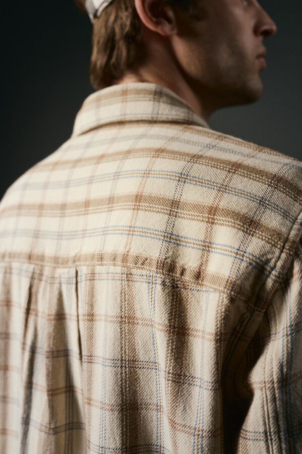 OOTO Sobrecamisa de xadrez Tostado