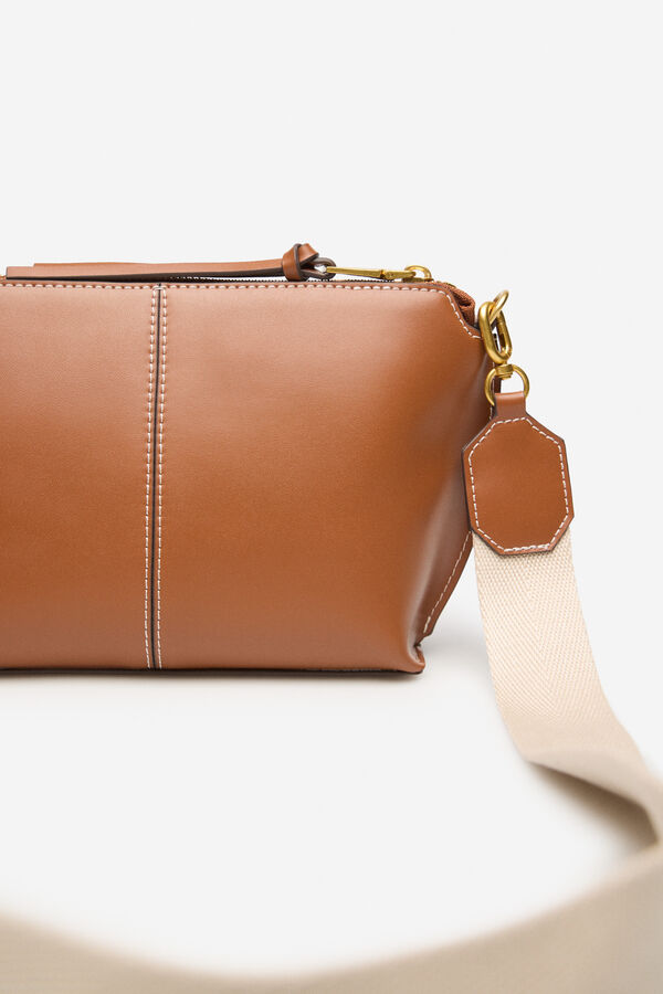 Cortefiel Basic crossbody bag with stitching Brown