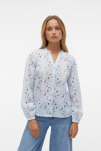 Cortefiel Long-sleeved cotton shirt  Blue