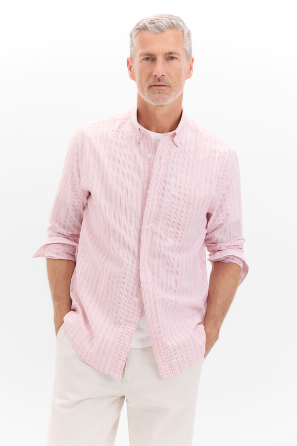 Cortefiel striped flamé shirt Pink