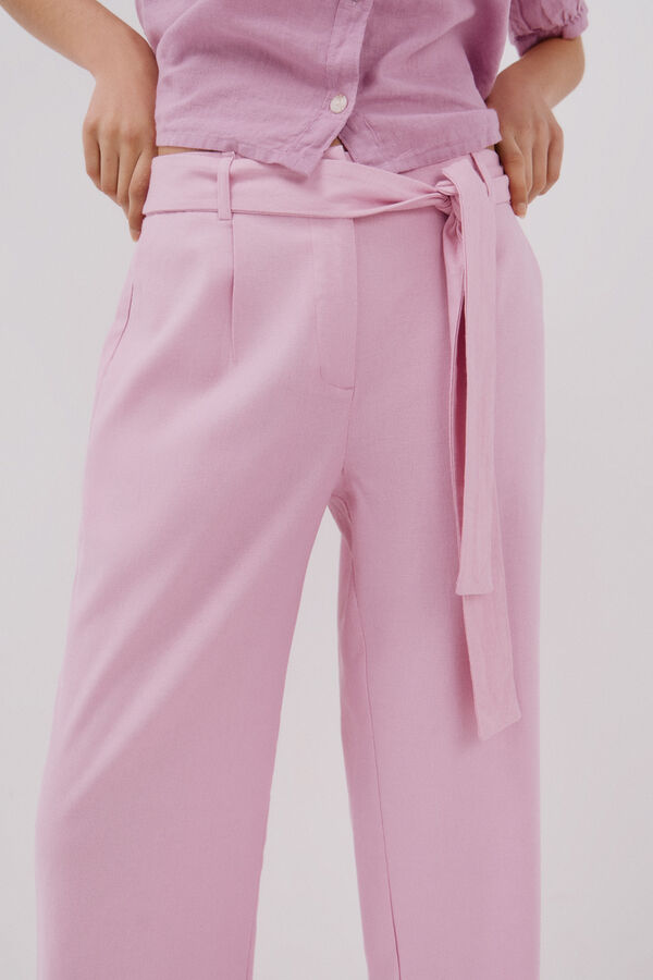 Cortefiel Linen trousers Pink