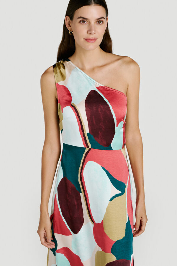 Vila Printed satin party dress Multicolour