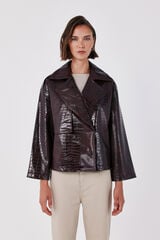 Cortefiel Shiny fabric short trench Maroon