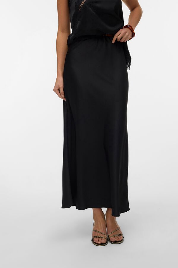 Vero Moda Saia comprida acetinada Preto