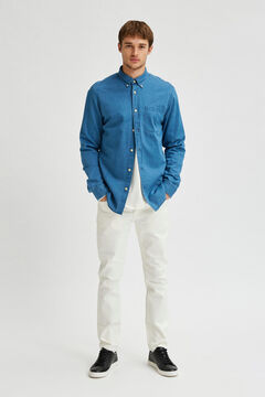 Cortefiel Organic denim shirt Royal blue