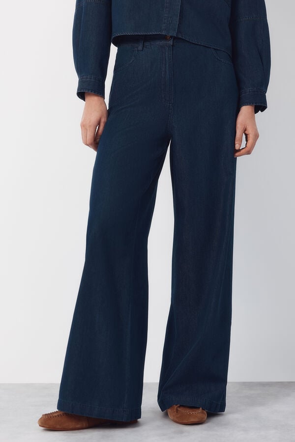 Cortefiel Soft palazzo jeans Blue