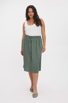 Cortefiel Plus size midi linen skirt Pistachio green