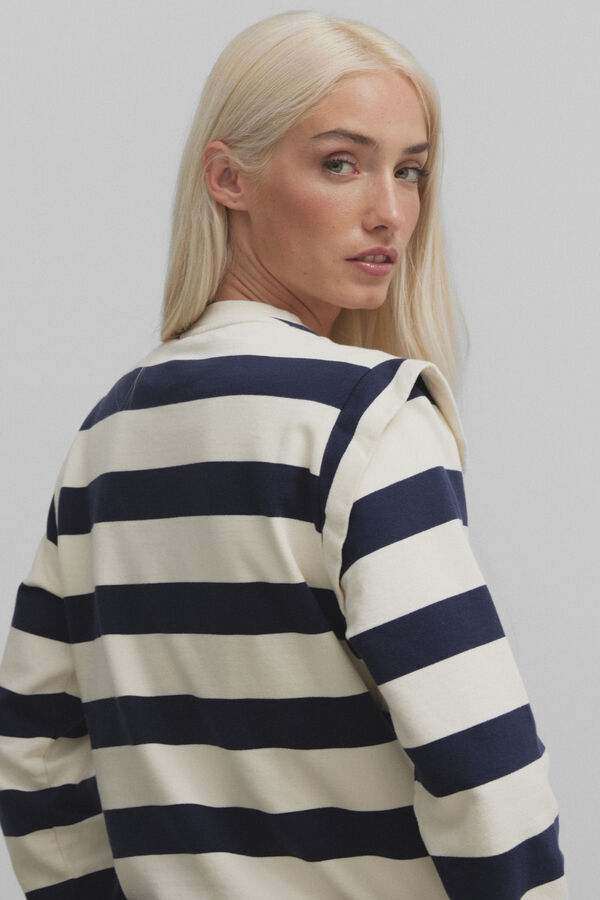 Cortefiel Women's striped sweatshirt  Printed blue