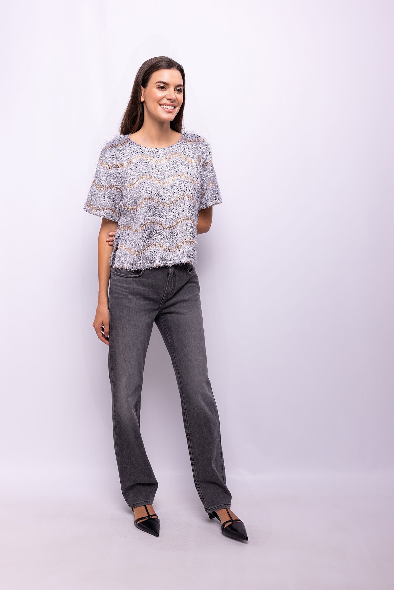 Object Top lentejuelas y flecos