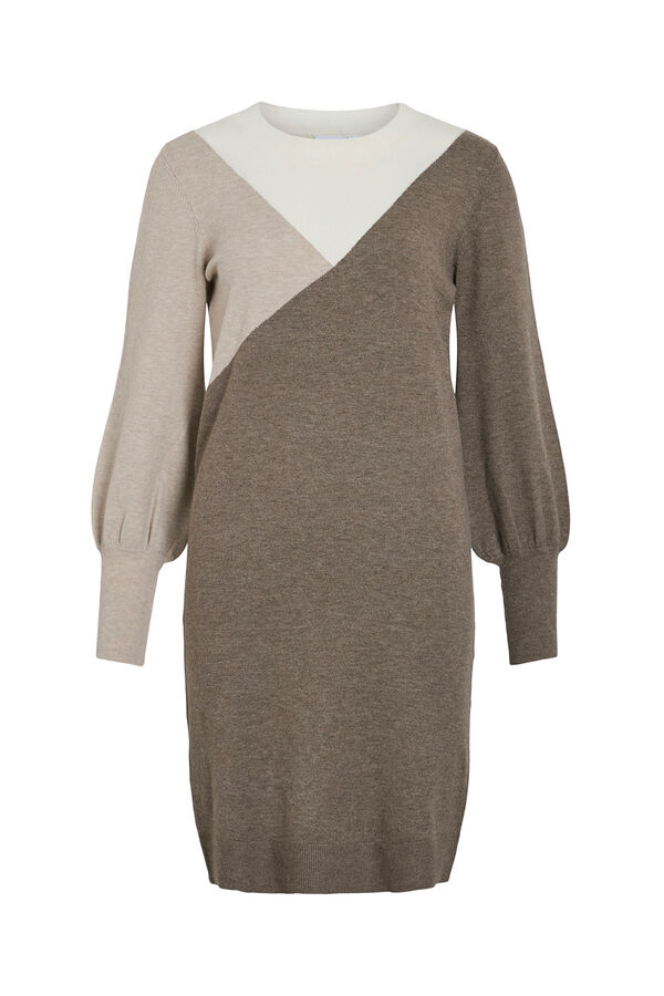 Vila Vestido de malha com viscose Castanho