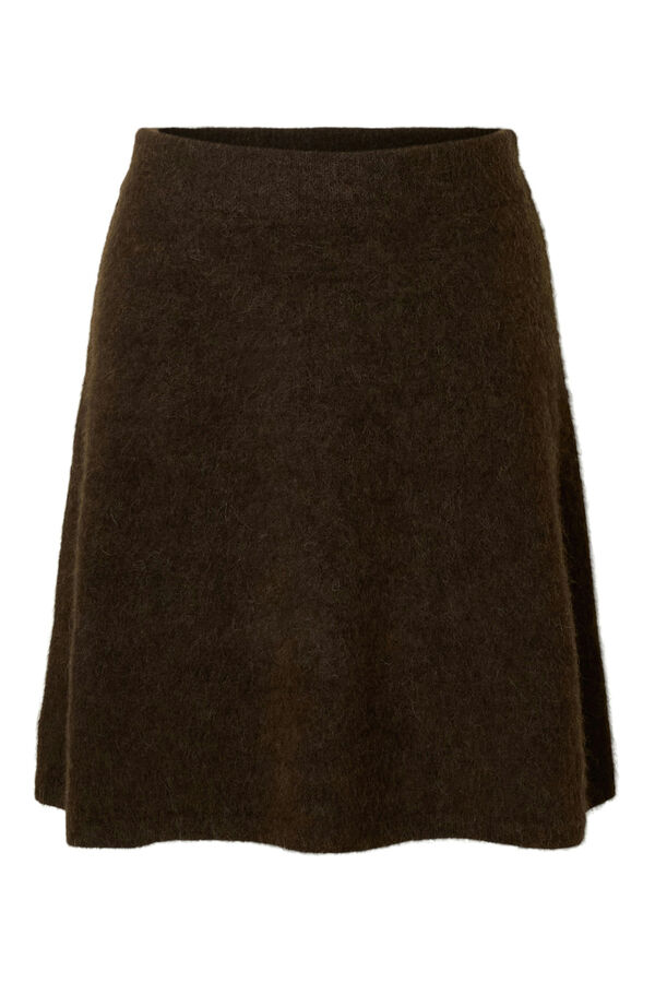 Selected Saia curta de alpaca e lã Castanho