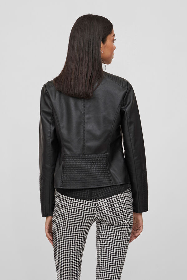 Vila Chaqueta biker polipiel Negro