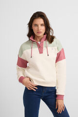 Silbon Sudadera woman tricolor cuello botones Marfil