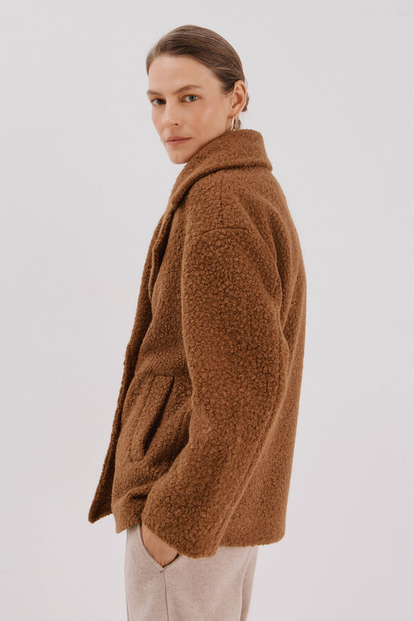 Cortefiel Short soft fabric coat Beige