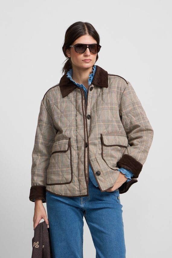 Parka corta acolchada cuadros es