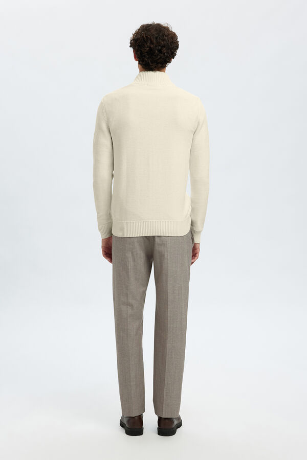 Selected Camisola estruturada 100% algodão orgânico com meia fecho-éclair . Branco