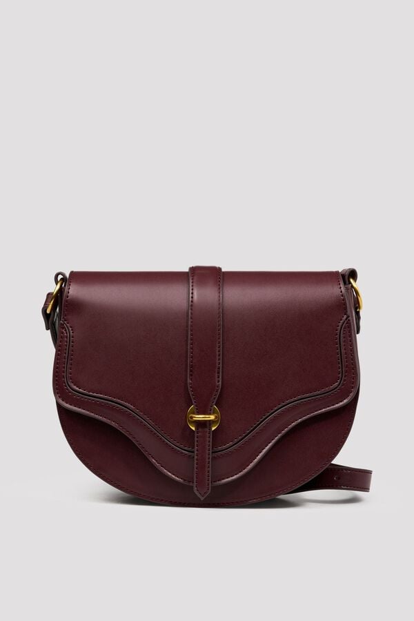 Cortefiel Crossbody flap handbag Maroon