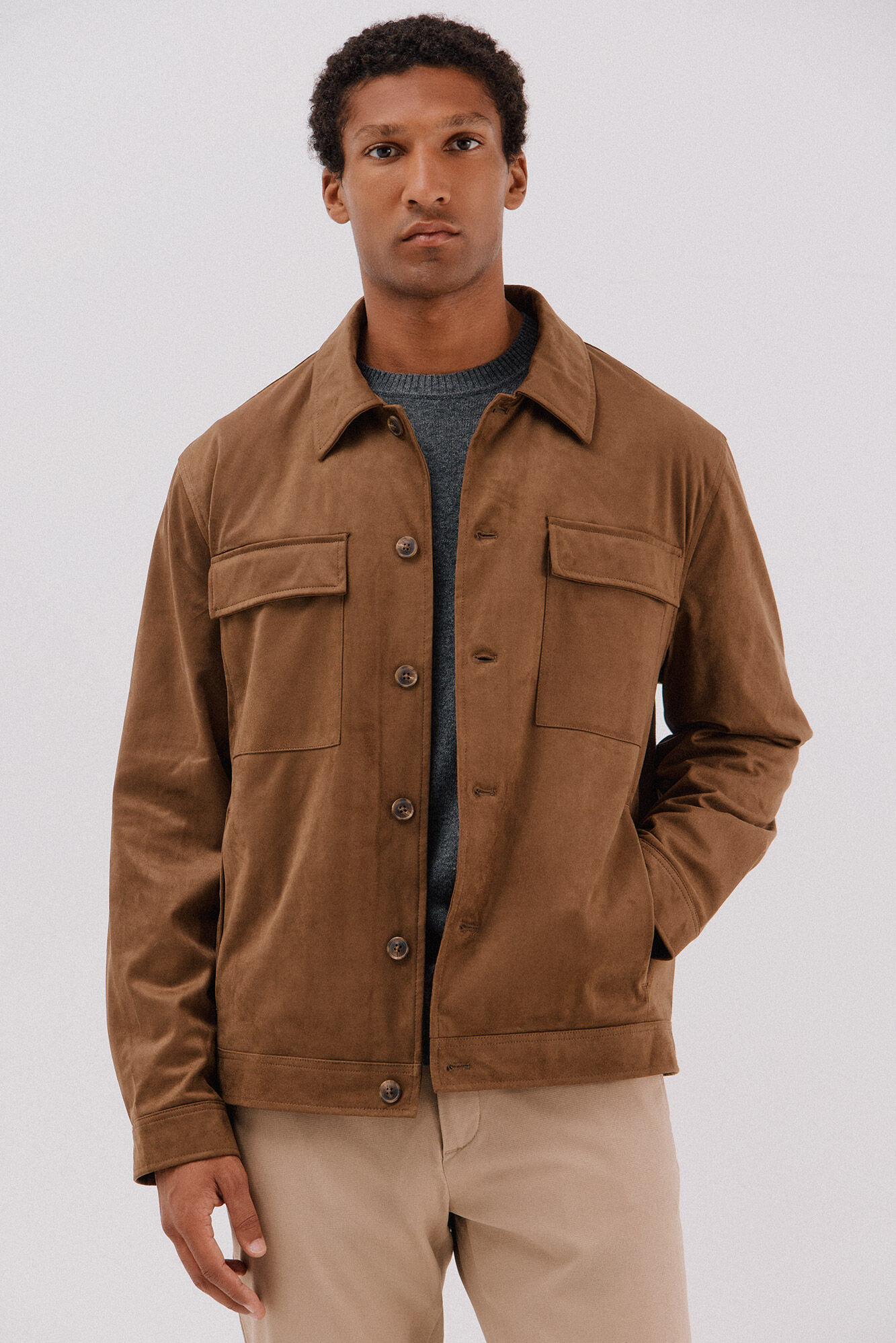 Cortefiel Faux leather overshirt