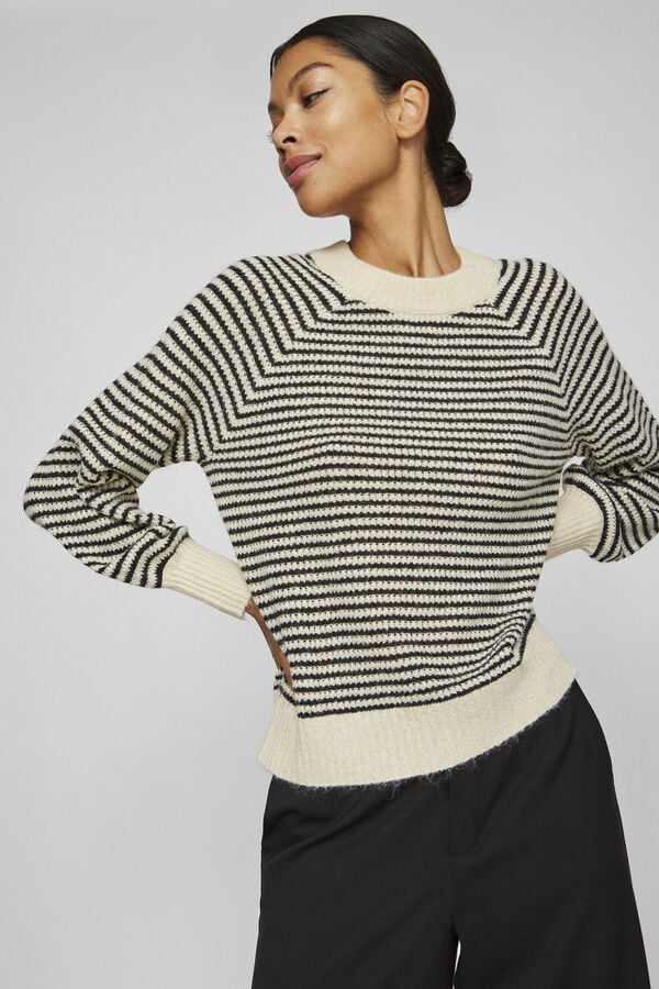 Cortefiel Striped jersey with glitter Grey