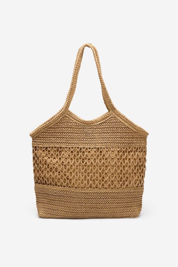 Cortefiel Mala tote estampado espiga Castanho