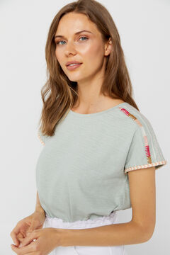 Cortefiel Embroidered ribbon T-shirt Green