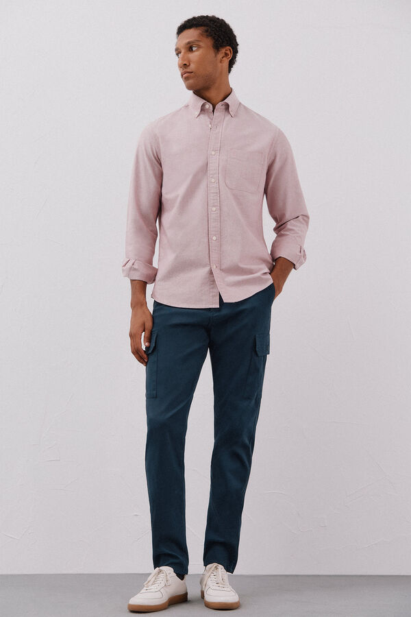 Cortefiel Plain oxford shirt Maroon