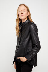 Cortefiel Cazadora de piel Negro