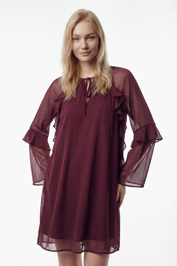 Vila Vestido corto de gasa con volantes Morado