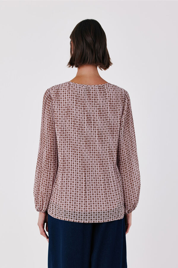 Cortefiel Pleated tie blouse Printed purple