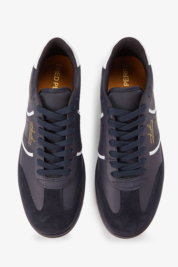 Fred Perry Tênis B4 em couro/camurça com relevo Azul