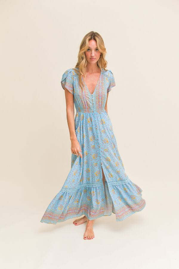 Jaase Vestido comprido Carmen Azul