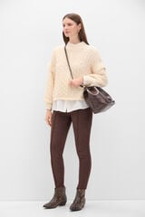 Cortefiel Faux suede leggings Beige