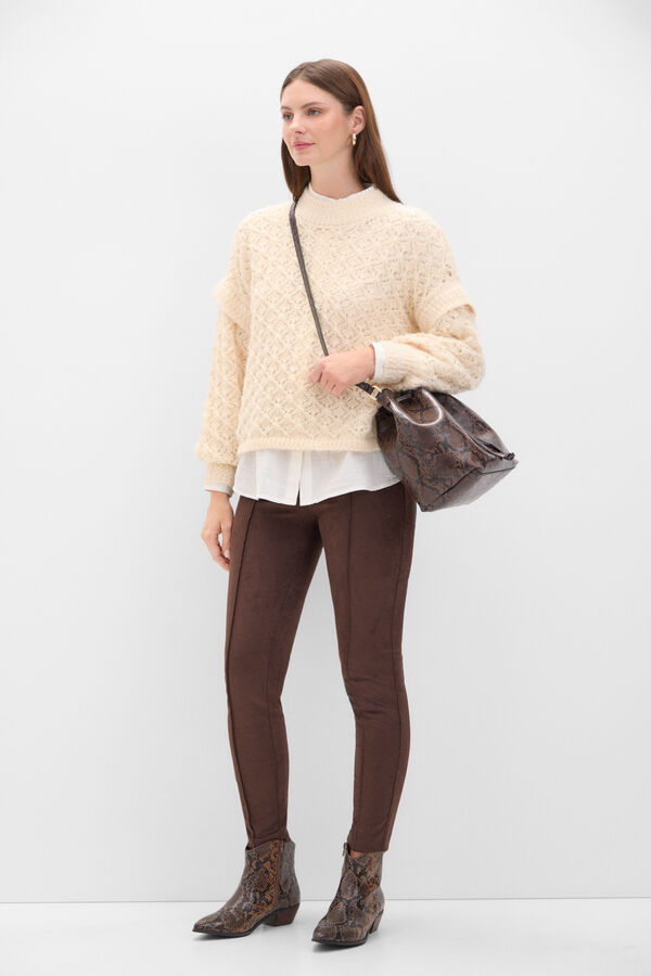 Cortefiel Legging de efecto ante Beige