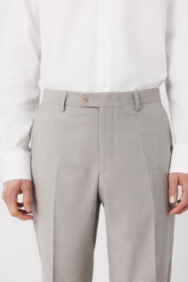 Cortefiel XXI Serie Taupe Structured Trousers Beige