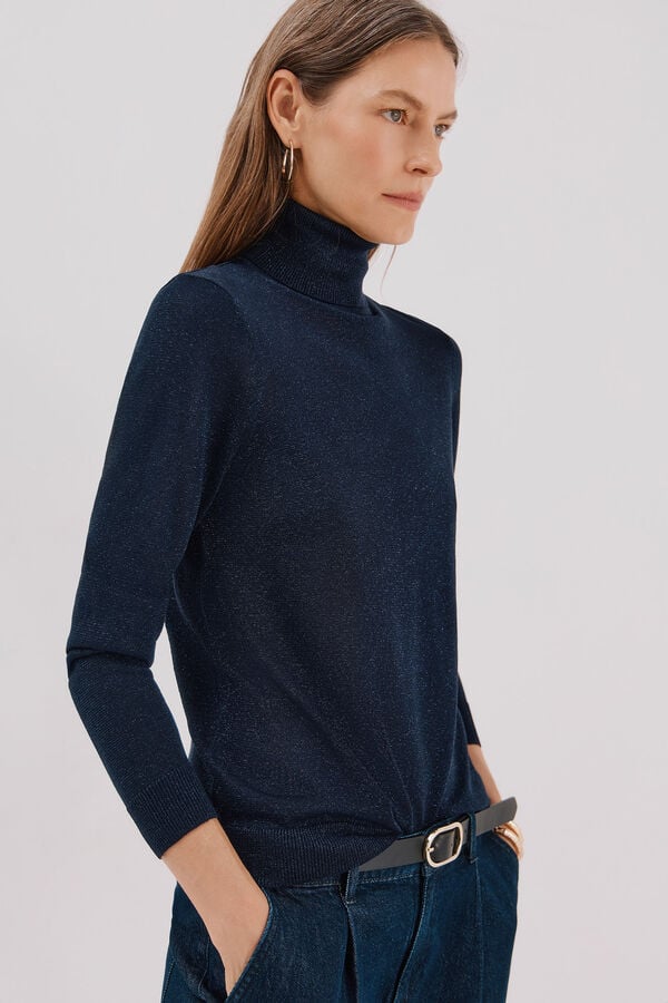 Cortefiel Fine lurex sweater Navy