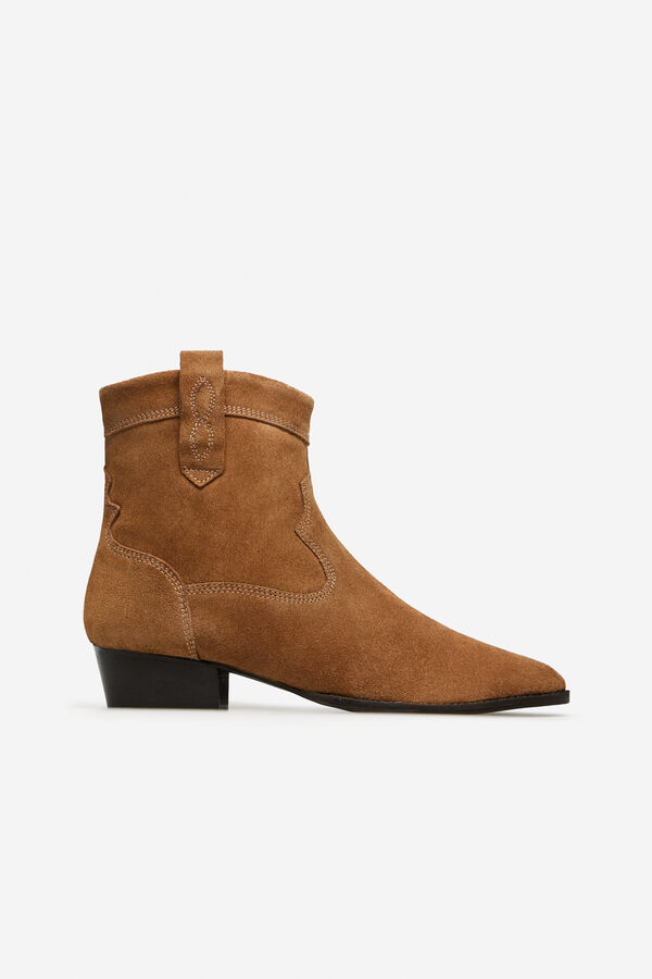 Cortefiel Split leather ankle boot Nude