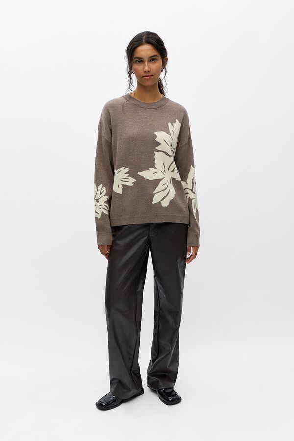 Object Camisola de malha estampada Castanho