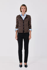 Cortefiel Striped knit jacket Dark brown